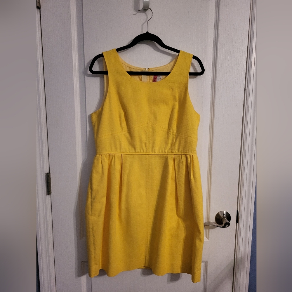 J. Crew Yellow Sleeveless Pleated Midi Dress